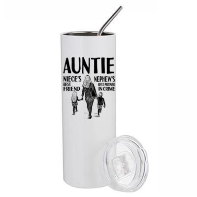 Auntie Nieces Best Friend Nephews Best Partner In Crime Meaningful Gift Stainless Steel Tumbler