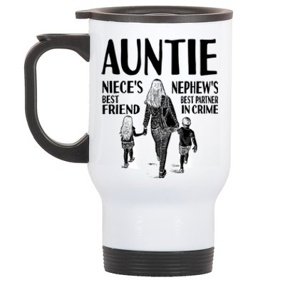 Auntie Nieces Best Friend Nephews Best Partner In Crime Meaningful Gift Stainless Steel Travel Mug