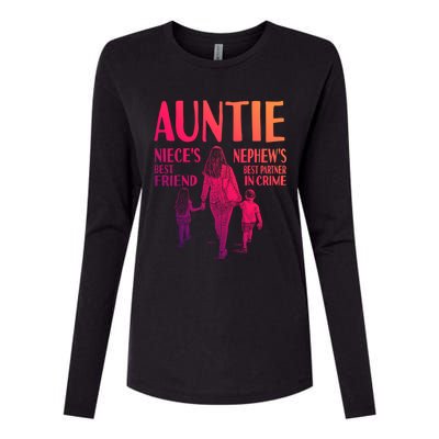 Auntie Nieces Best Friend Nephews Best Partner In Crime Gift Womens Cotton Relaxed Long Sleeve T-Shirt