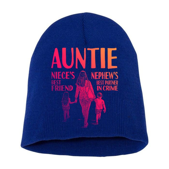 Auntie Nieces Best Friend Nephews Best Partner In Crime Gift Short Acrylic Beanie