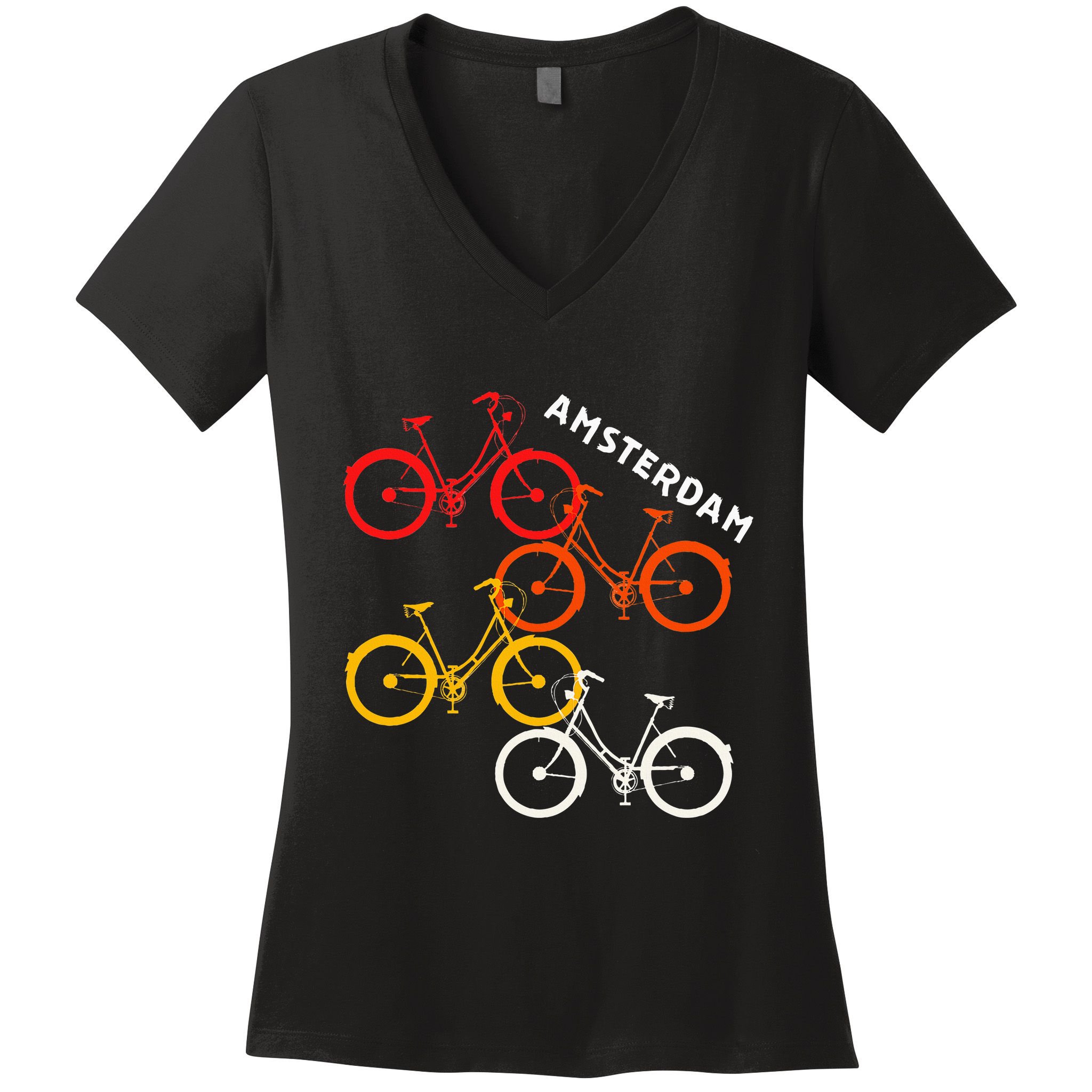 Amsterdam Netherlands Bike Bicycle Souvenir Women's V-Neck T-Shirt
