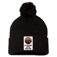 Athletelogos No Cheering In The Press Box Pom Pom 12in Knit Beanie