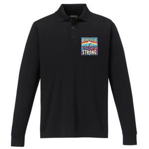 Asheville North Carolina Asheville Strong Gift Performance Long Sleeve Polo