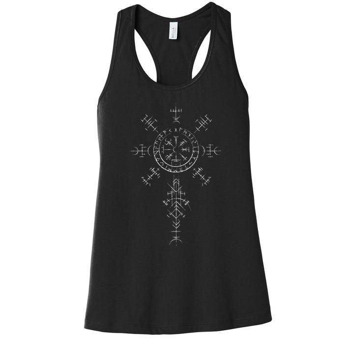 Ancient Norse Compass Symbol for Adventurers Women's Racerback Tank