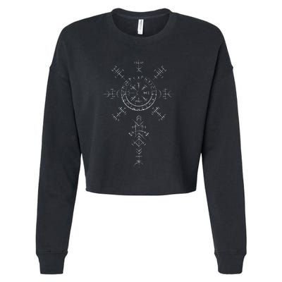 Ancient Norse Compass Symbol for Adventurers Cropped Pullover Crew