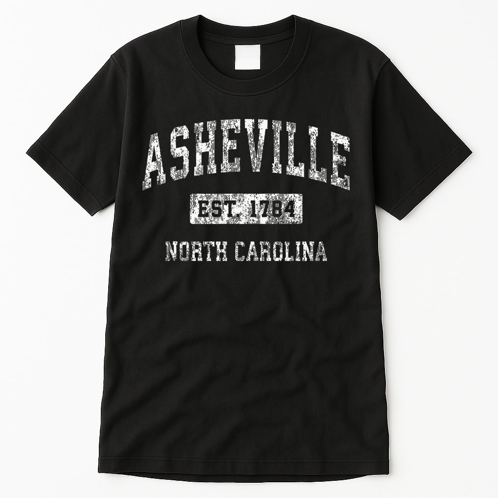 Asheville North Carolina Nc Vintage Established Sports Tall T-Shirt