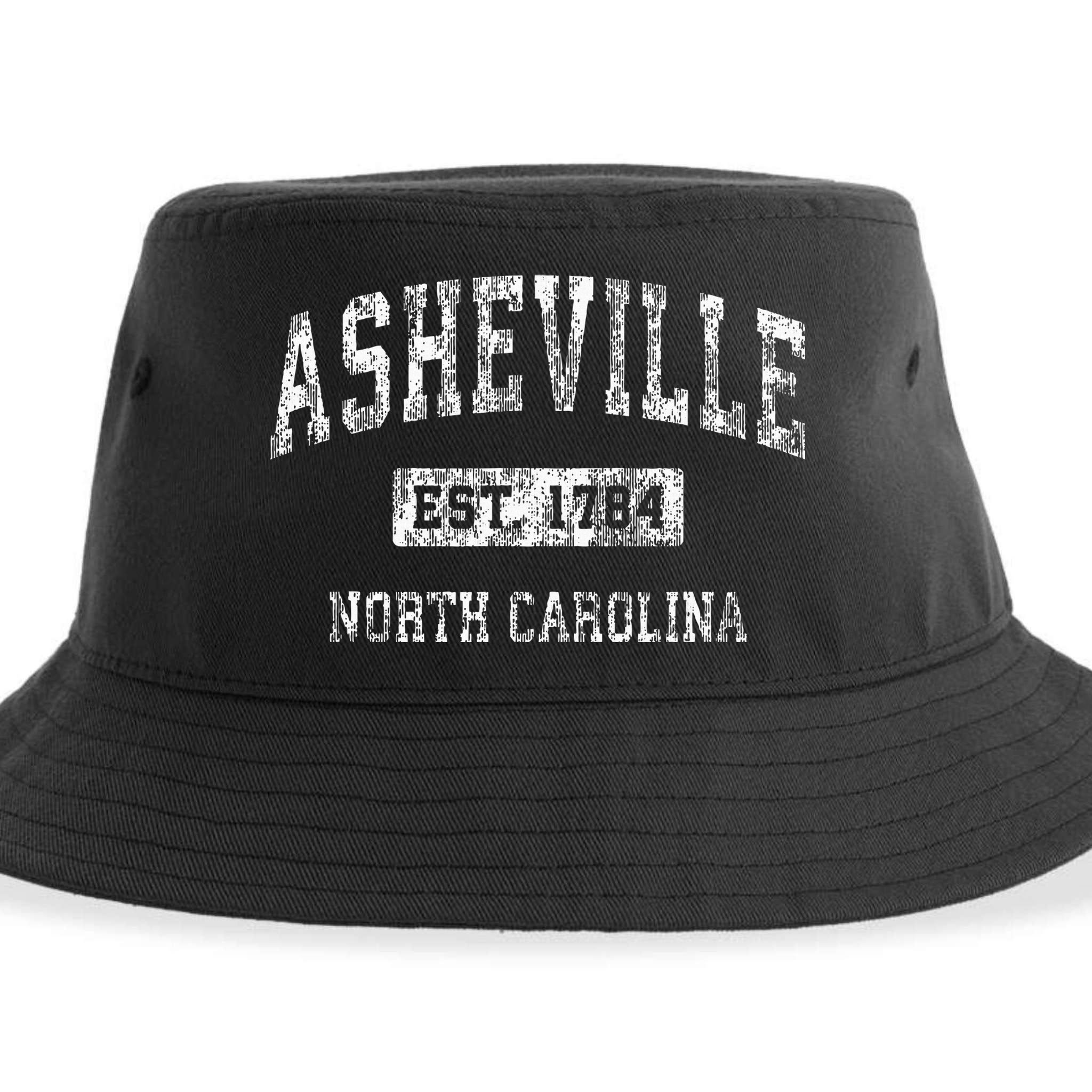 Asheville North Carolina Nc Vintage Established Sports Sustainable Bucket Hat