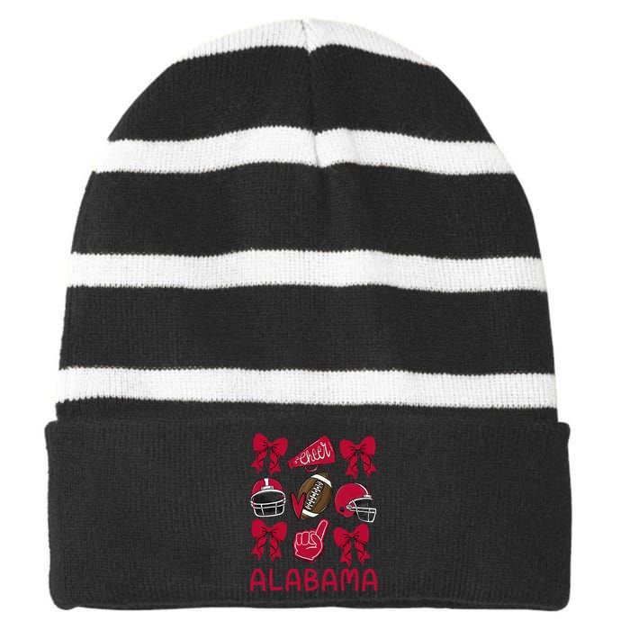 Alabama Niece Coquette Bow Gift Striped Beanie with Solid Band