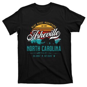 Asheville North Carolina Retro Sunset Blue Ridge Mountains T-Shirt