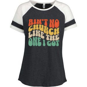 AinT No Church Like The One I Got Enza Ladies Jersey Colorblock Tee