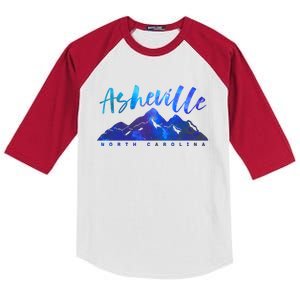 Asheville North Carolina Camping Hiking Skiing Family Trip Cute Gift Kids Colorblock Raglan Jersey