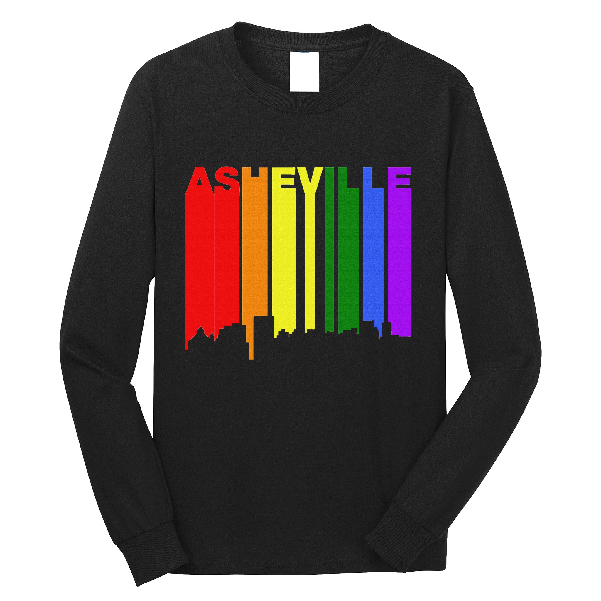 Asheville North Carolina Lgbtq G.A.Y Pride Skyline Long Sleeve Shirt