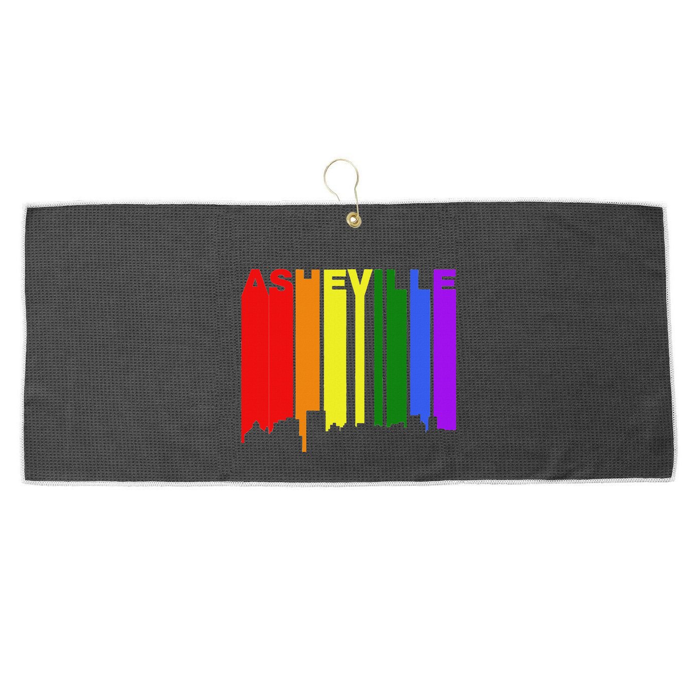 Asheville North Carolina Lgbtq G.A.Y Pride Skyline Large Microfiber Waffle Golf Towel