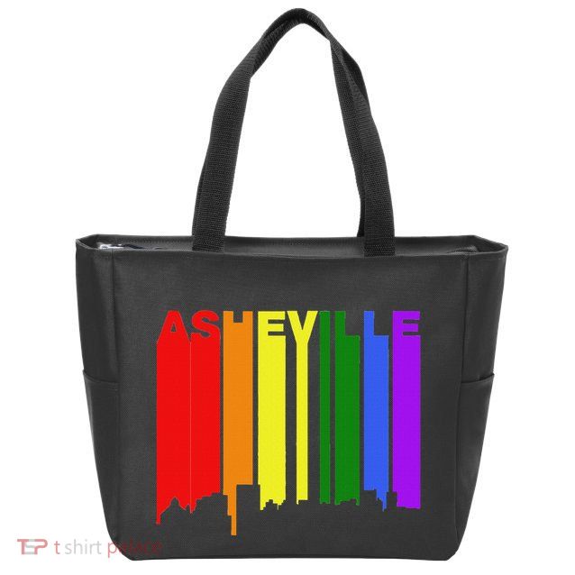 Asheville North Carolina Lgbtq G.A.Y Pride Skyline Zip Tote Bag