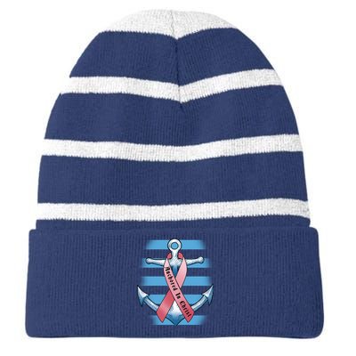 Anchored In Christ Striped Beanie with Solid Band