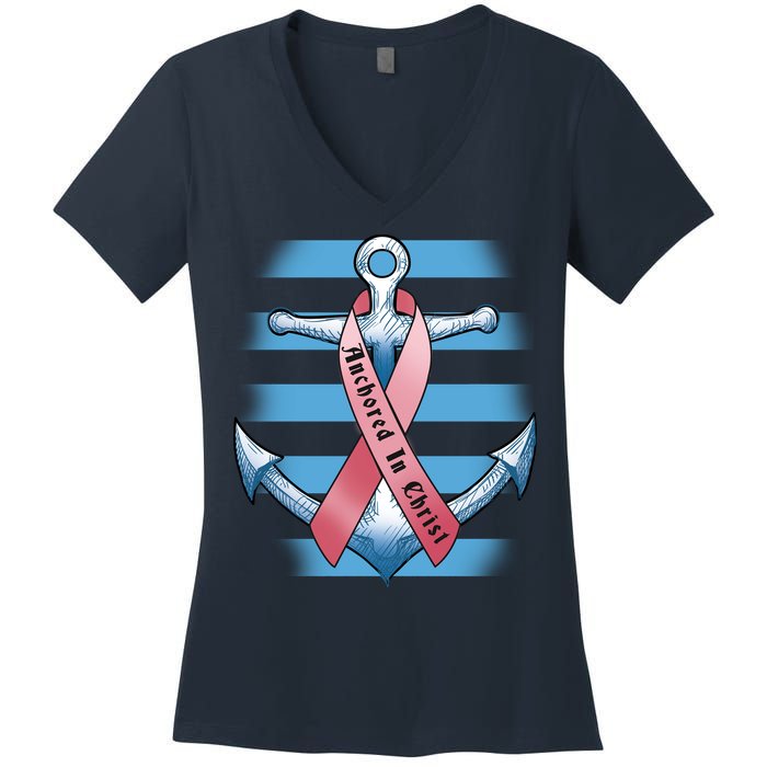 Anchored In Christ Women's V-Neck T-Shirt