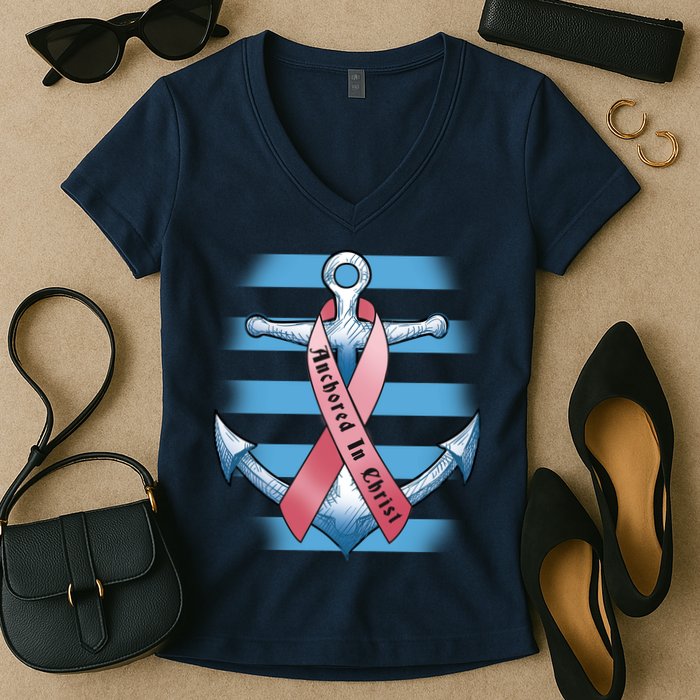 Anchored In Christ Women's V-Neck T-Shirt
