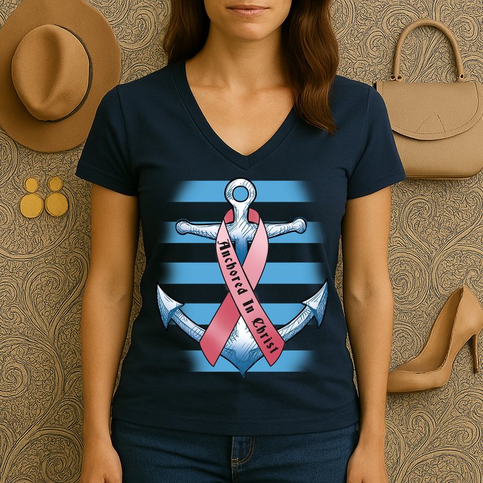 Anchored In Christ Women's V-Neck T-Shirt