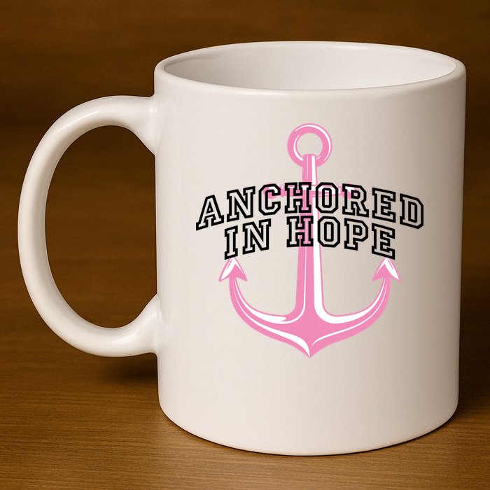 Anchored In Hope Breast Cancer Awareness 11oz C Handle Ceramic Mug