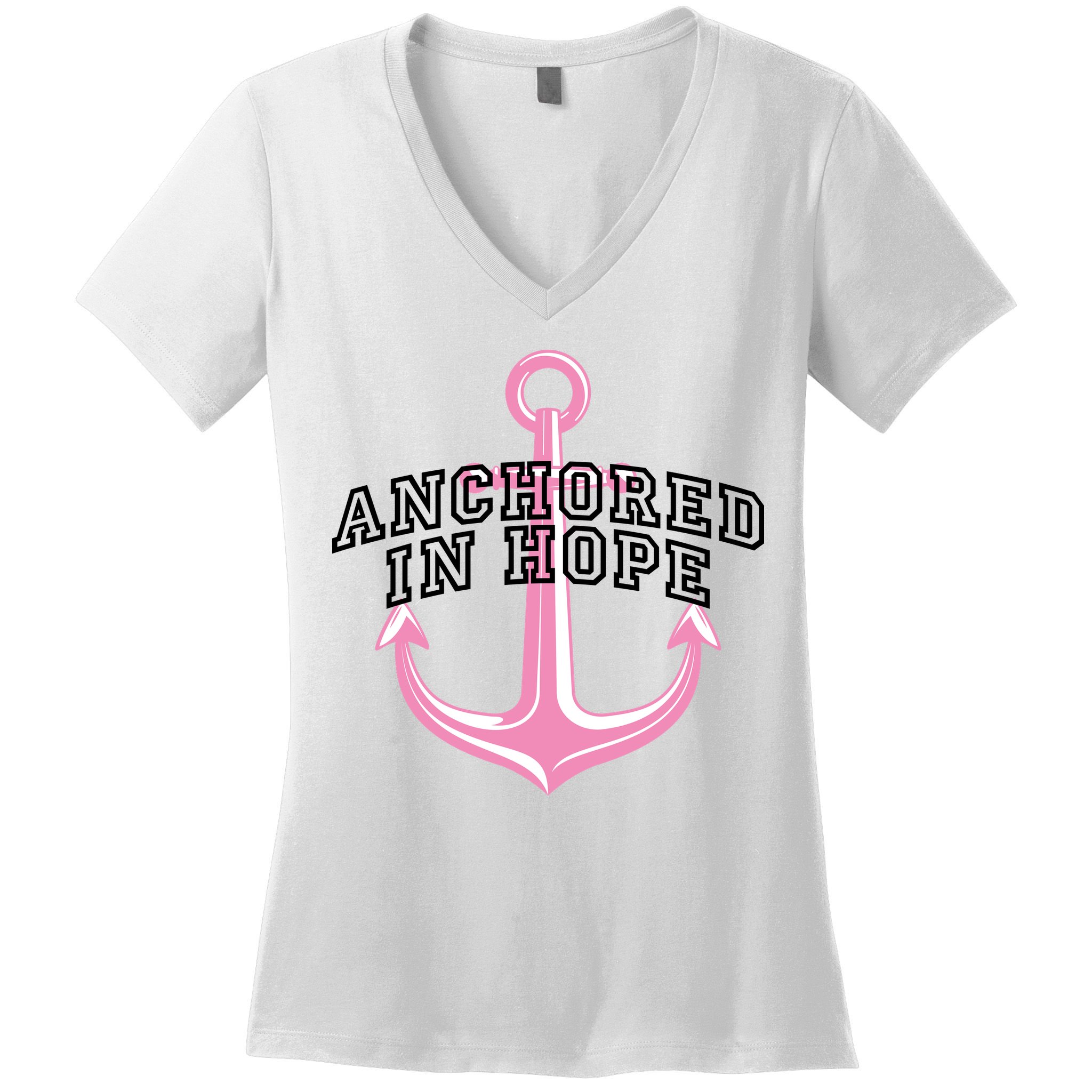Anchored In Hope Breast Cancer Awareness Women's V-Neck T-Shirt
