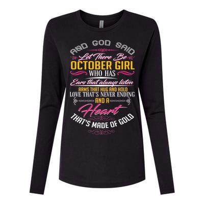 And God Said Let There Be October Girl Womens Cotton Relaxed Long Sleeve T-Shirt