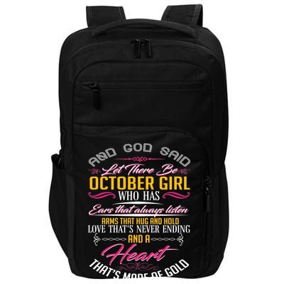 And God Said Let There Be October Girl Impact Tech Backpack