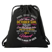 And God Said Let There Be October Girl Drawstring Bag