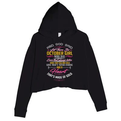 And God Said Let There Be October Girl Crop Fleece Hoodie