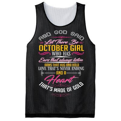 And God Said Let There Be October Girl Mesh Reversible Basketball Jersey Tank