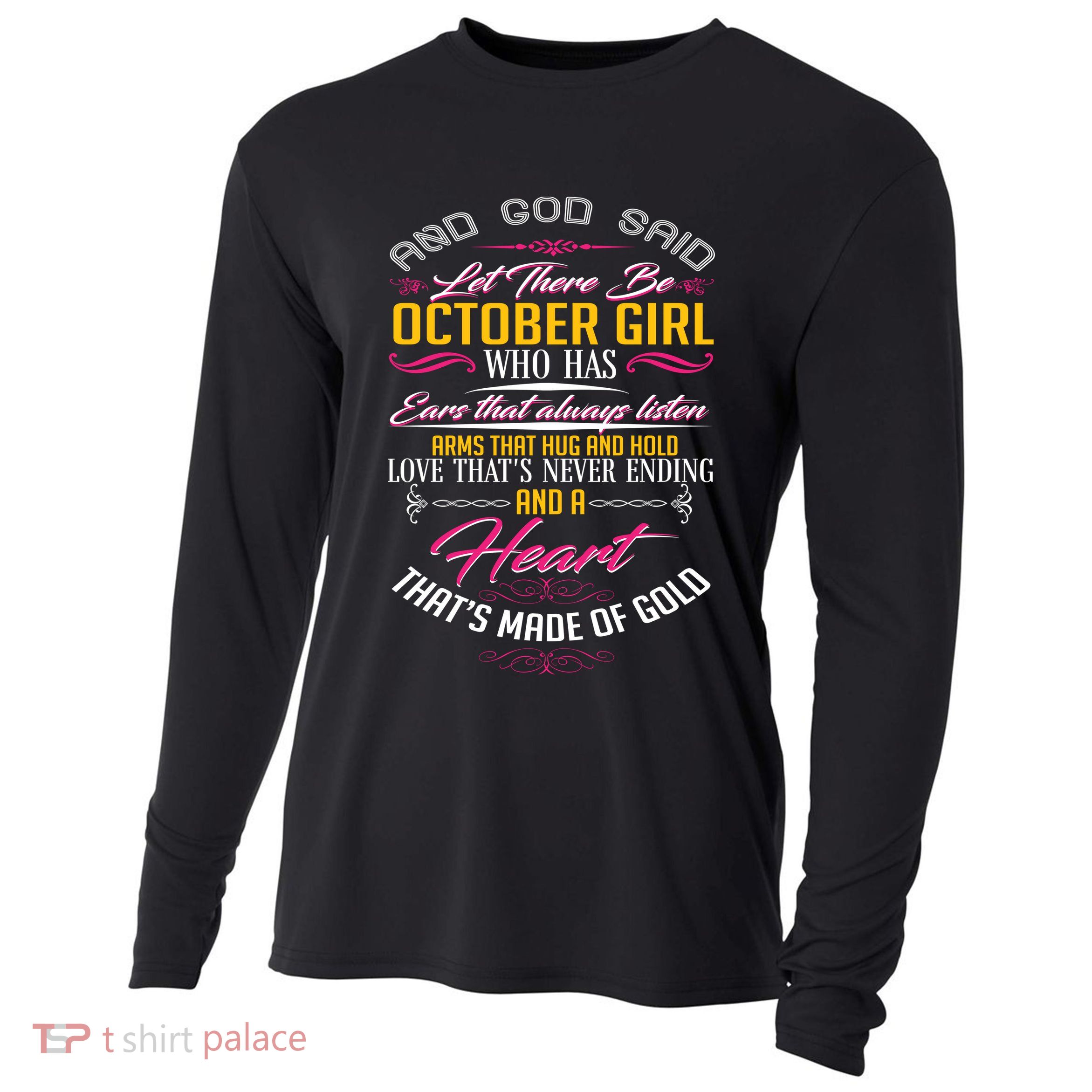 And God Said Let There Be October Girl Cooling Performance Long Sleeve Crew