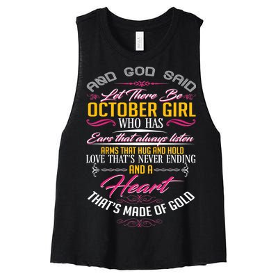 And God Said Let There Be October Girl Women's Racerback Cropped Tank