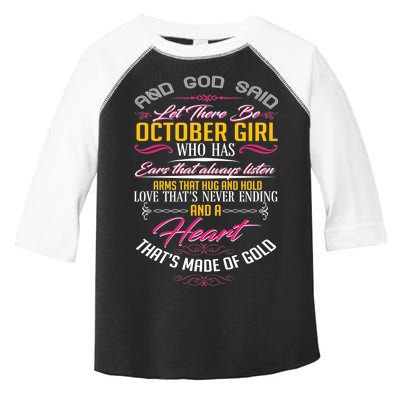 And God Said Let There Be October Girl Toddler Fine Jersey T-Shirt