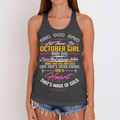 And God Said Let There Be October Girl Women's Knotted Racerback Tank