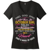 And God Said Let There Be October Girl Women's V-Neck T-Shirt