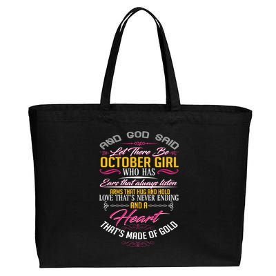 And God Said Let There Be October Girl Cotton Canvas Jumbo Tote