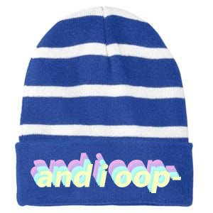 And I Oop- Meme Striped Beanie with Solid Band