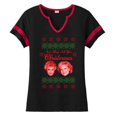 And May All Your Christmases Ugly Christmas Ladies Halftime Notch Neck Tee