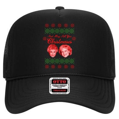 And May All Your Christmases Ugly Christmas High Crown Mesh Back Trucker Hat