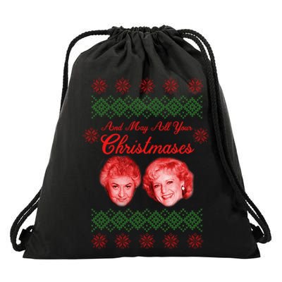 And May All Your Christmases Ugly Christmas Drawstring Bag