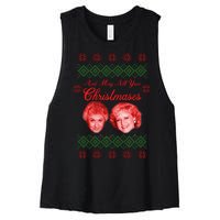 And May All Your Christmases Ugly Christmas Women's Racerback Cropped Tank