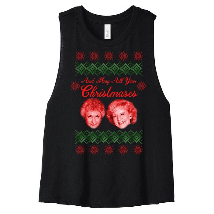 And May All Your Christmases Ugly Christmas Women's Racerback Cropped Tank