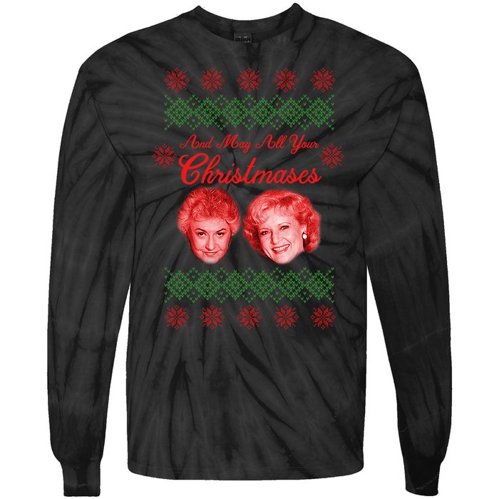 And May All Your Christmases Ugly Christmas Tie-Dye Long Sleeve Shirt