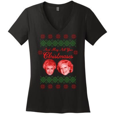 And May All Your Christmases Ugly Christmas Women's V-Neck T-Shirt