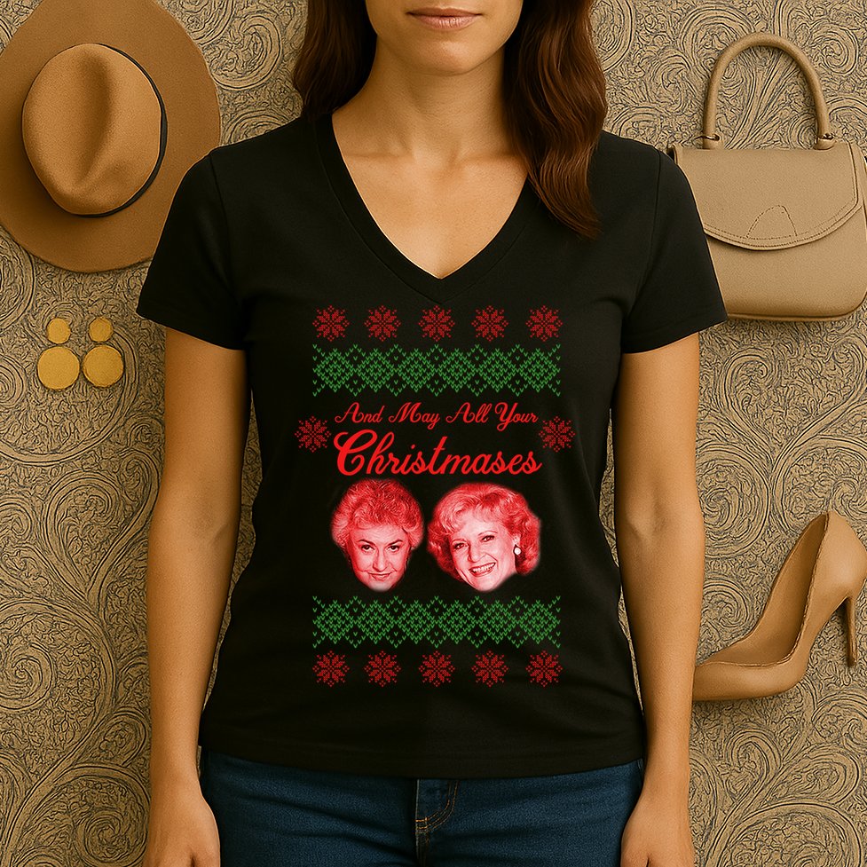 And May All Your Christmases Ugly Christmas Women's V-Neck T-Shirt
