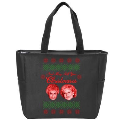 And May All Your Christmases Ugly Christmas Zip Tote Bag