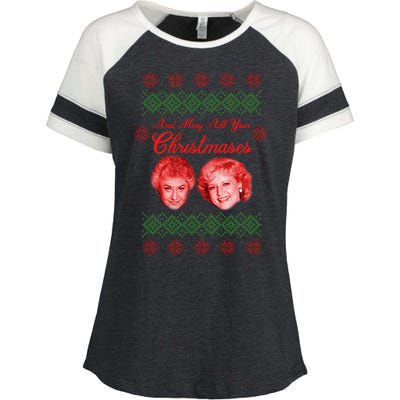 And May All Your Christmases Ugly Christmas Enza Ladies Jersey Colorblock Tee