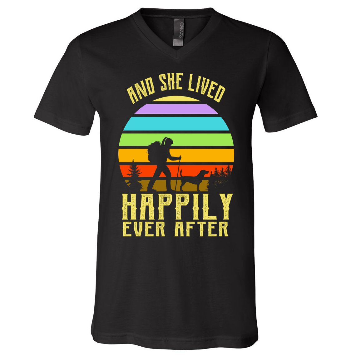 And She Lived Happily Ever After Hiking V-Neck T-Shirt