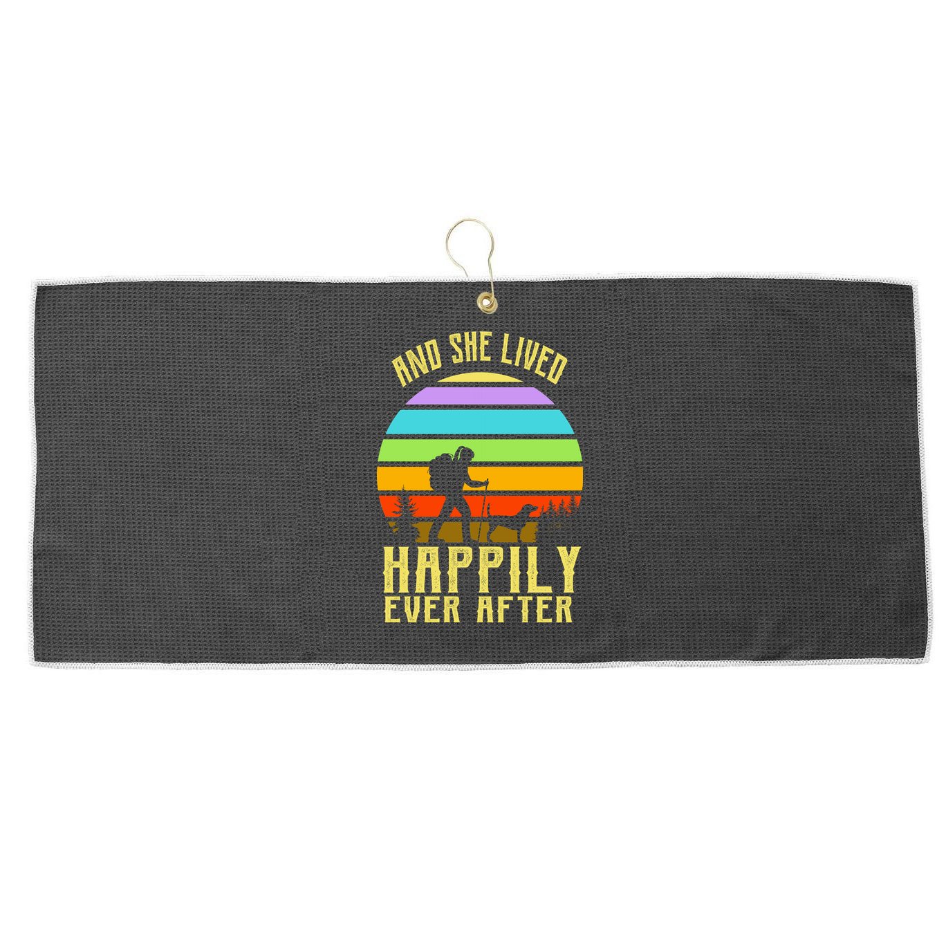 And She Lived Happily Ever After Hiking Large Microfiber Waffle Golf Towel