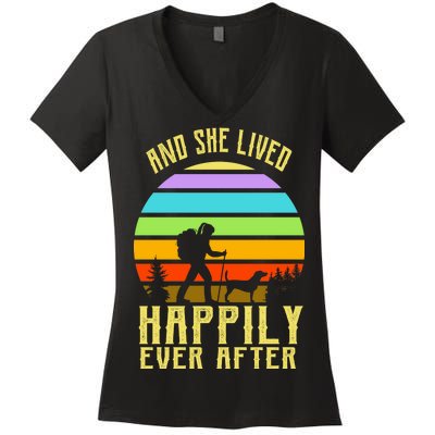 And She Lived Happily Ever After Hiking Women's V-Neck T-Shirt