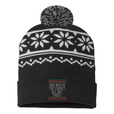 And Why Is The Carpet All Wet Todd? Ugly Christmas USA-Made Snowflake Beanie